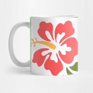 Colorful Hibiscus Flowers in White Mug